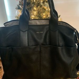 Jem & Bea Jemima Leather Diaper Bag in Black